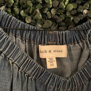 anthropologie denim off shoulder top